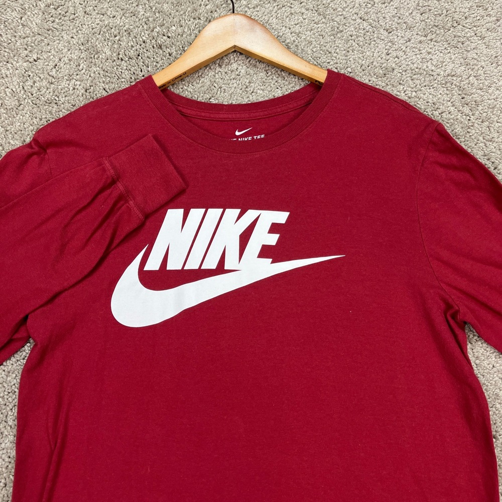 Nike Pullover Mens Medium Burgundy‎ Long Sleeve Athletic Cut Futura Icon NSW EUC
